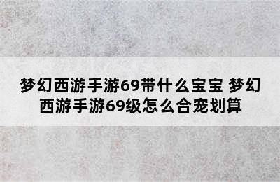 梦幻西游手游69带什么宝宝 梦幻西游手游69级怎么合宠划算